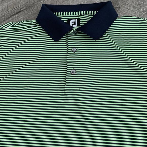 FootJoy Other - FootJoy Golf Polo Men XL Performance Shirt Blue Neon Striped Stretch Fox Meadow